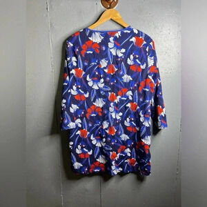 J.Crew Factory Blue Floral Tissue Tunic Swim Cover Up Dress size XL